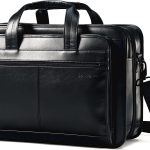 Samsonite Leather Expandable Briefcase, Black, One Size, 17"